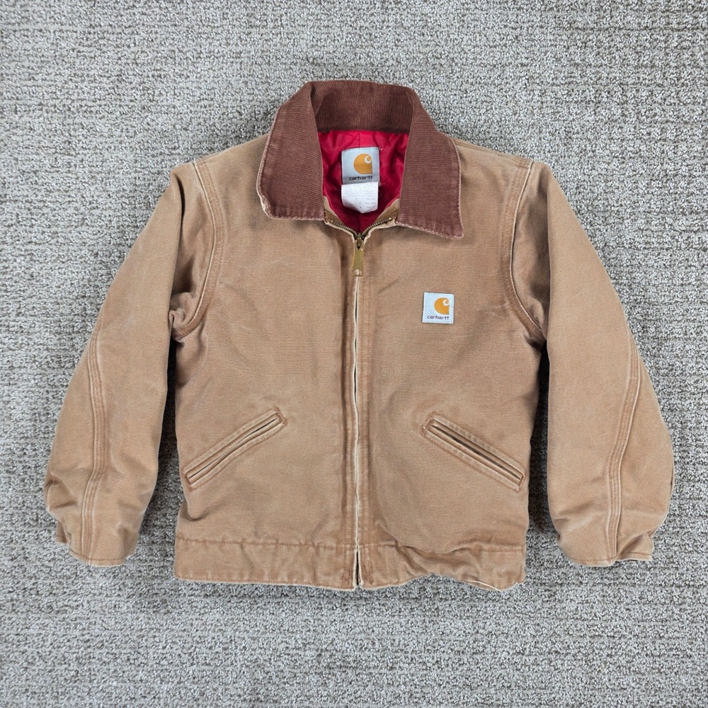 Carhartt Vintage Kids Y04 BRN Detroit Jacket Brown Canvas Size 8 Regular